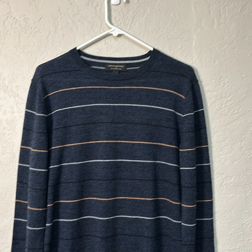 Banana Republic Factory Blue and Orange Crewneck Sweater Wool Merino Size S